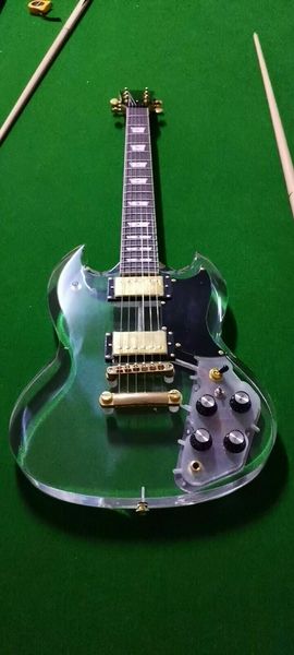 

custom led light electric guitar maple acrylic body crystal guitar sweet tone sg