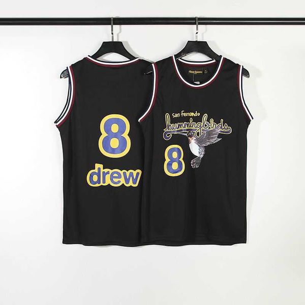 

high street hummingbird bibo same smiling face fashion brand summer sports leisure breathable loose tank basketball shirt for men and women, White;black