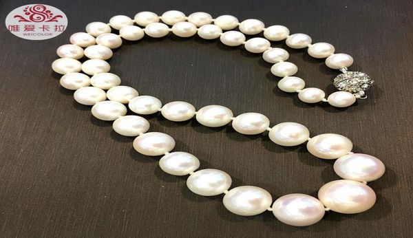 

chokers weicolor small to big size designabout 713mm nearound white natural freshwater pearl necklace make you different from 6507122, Golden;silver