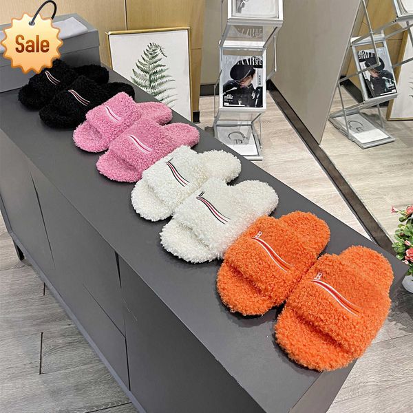 

slippers womens ladies wool slides winter fur fluffy furry warm letters sandals comfortable fuzzy girl flip flop slipperl, Black