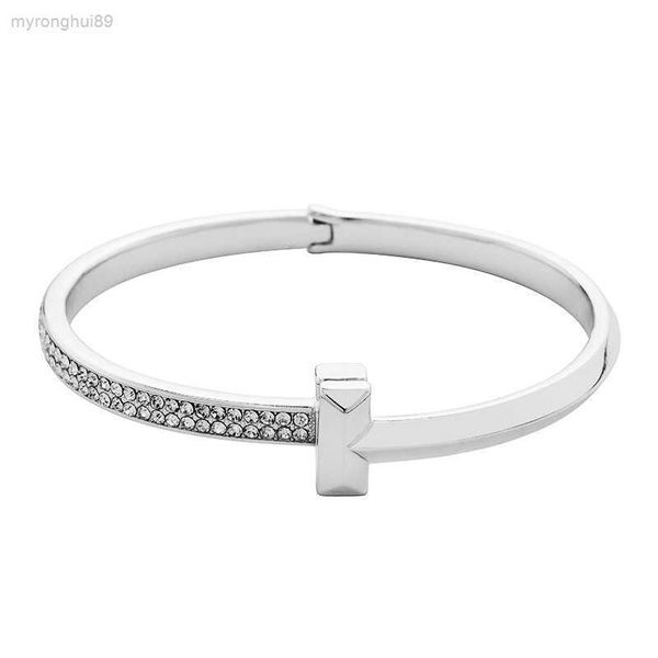 

bangle classic high grade jewelry row diamond inlaid bracelet double row diamond clasp open and close bracelet qv3n, Black