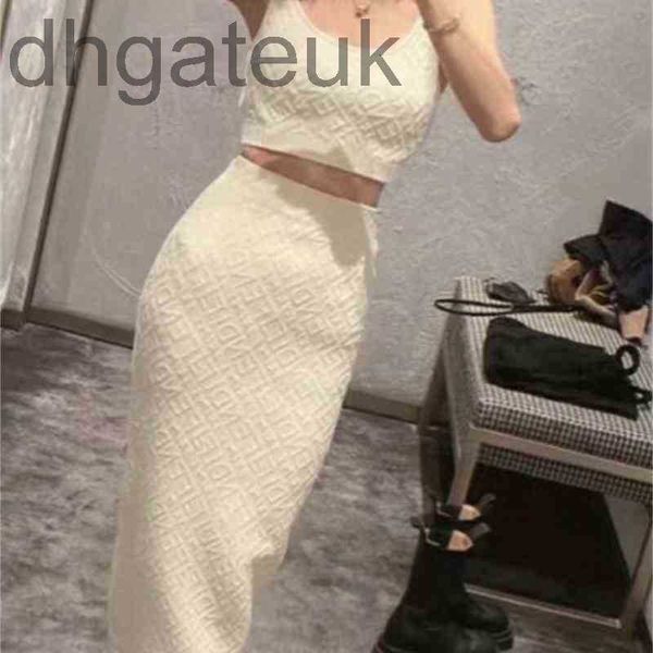 

two piece dress designerbrand f home 2022 spring and summer new capsule series relief printing design jzxx, White
