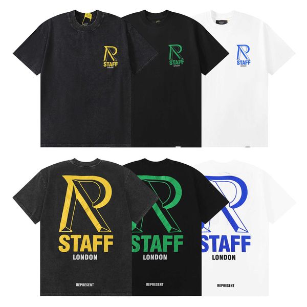 

men's t-shirts represent represent staff fashion brand large r print short sleeve high street wash loose fog casual t-shirt for men shi, White;black