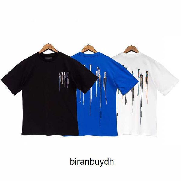 

men's t-shirts correct version of 2023 early spring high street round neck short sleeve fashion couple loose color splashing casual hip, White;black
