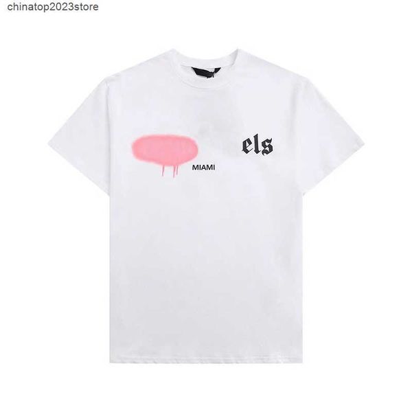 

men's t-shirts designer t shirt clothes palms women spray paint graffiti couple short sleeves street loose tide brand crew neck letter, White;black