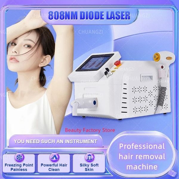

2023 latest professional diode laser hair remover 2000w high-power frozen painless permanent hair removal 808nm 3 wavelength, Black