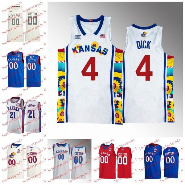 

gradey dick jersey kansas jayhawks college basketball jersey dajuan harris jr. ochai agbaji joseph yesufu remy martin cam martin mitch light, Black;red