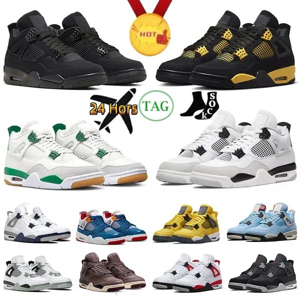 

jumpman 4 4s black cat basketball shoes military black canvas white oreo violet ore university blue red thunder midnight navy pine green for