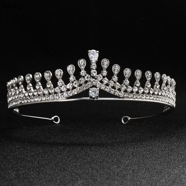 

silver zicron diamond crown tiaras birdal headpieces headdress luxury women headwear wedding crowns hair accessories jewelry cl0257