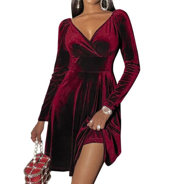 

2022 modest short velvet party dresses long sleeves arabic dubai evening dress prom cocktail gowns 1920s burgundy black blue4461295