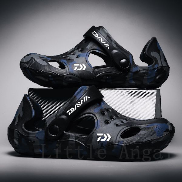 

water shoes daiwa summer men fishing sandals rain non-slip beach slippers footwear eva wading man big size garden clog 230406, Black