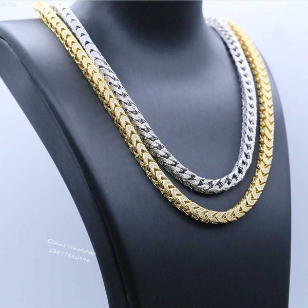 

men 925 sterling silver cuban link chain iced out 15mm two tone