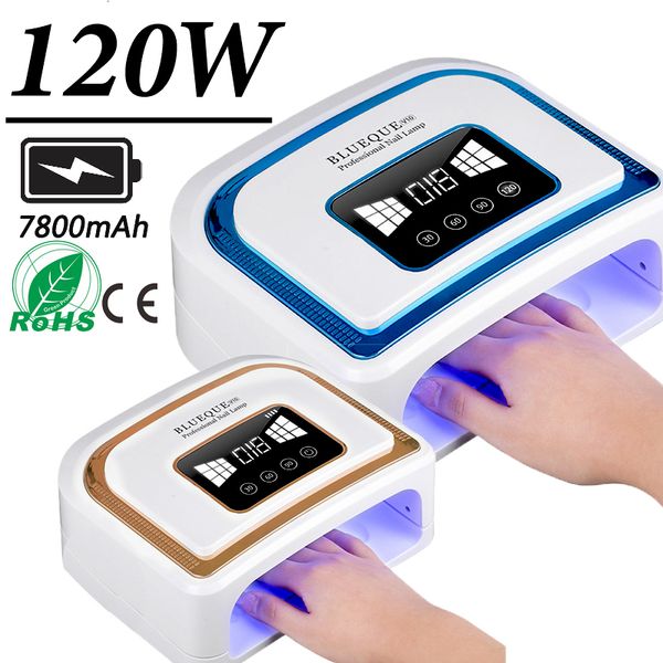 

nail dryers built in battery led uv lamp 120w rechargeable wireless gel polish pedicure manicure drying 230406