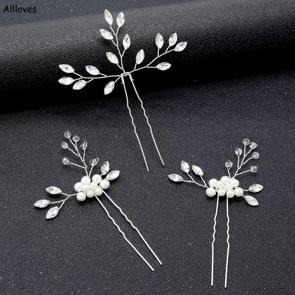 

rhinestones women hairpins 2021 delicate plated wedding headpiece hair accessories brides headband luxury jewelry ladies headpin 3pcs/lot si, Silver