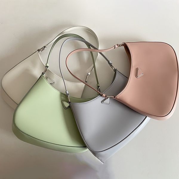 

designer underarm triangl leather handbag shoulder bag luxury prad magnetic snap closure tote clutch bags womens mens purses metal fittings