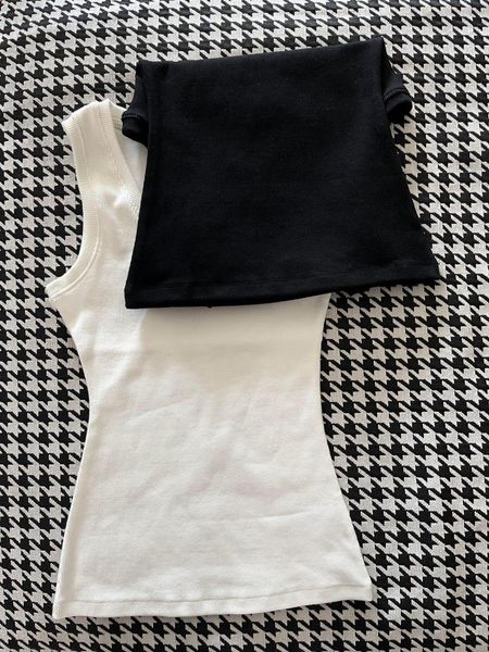 

women crop tanks camis designer anagram-embroidered cotton-blend shorts skirts yoga suit two piece dress bra vest ladies solid vintage t sh, White