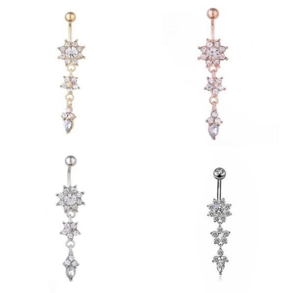 

sun flower navel nail piercing crystal jewelry fashion accesories button body belly woman man puncture ring 2 7jk k28812476, Silver
