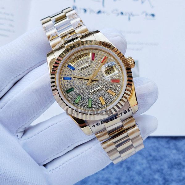 

women's automatic mechanical watch with diamonds 36mm premium sports luminous waterproof watches 010, Slivery;brown