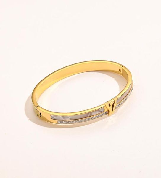 

new fashionable bracelets women bangle luxury designer letter bracelet crystal 18k gold plated stainless steel wedding lovers gift4763746, Black