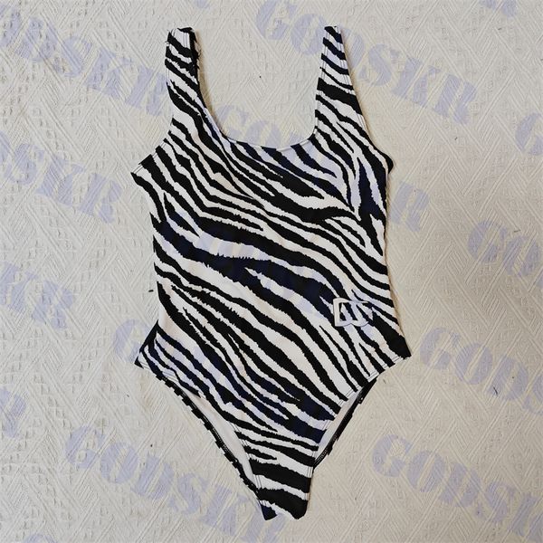 

zebra pattern swimwear womens one piece swimsuit brand logo bikini summer bathing suit for women, White;black