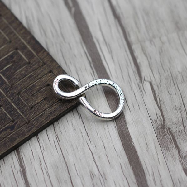 

h04 s925 sterling silver keychain fashion car keychain bag buckle s-shaped cross flower letter pendant versatile personalized punk hip hop j, Slivery;golden