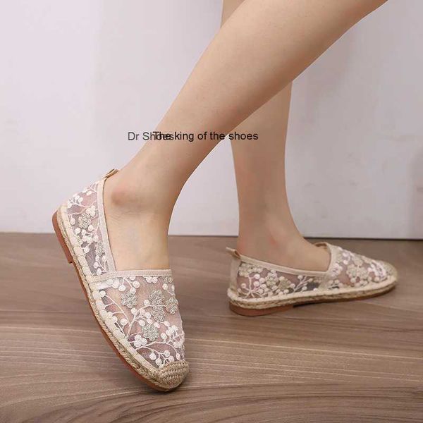 

dress shoes summer new style small fragrant fisherman's shoes women's lace embroidery one foot pedal flat sole single shoe childre, Black