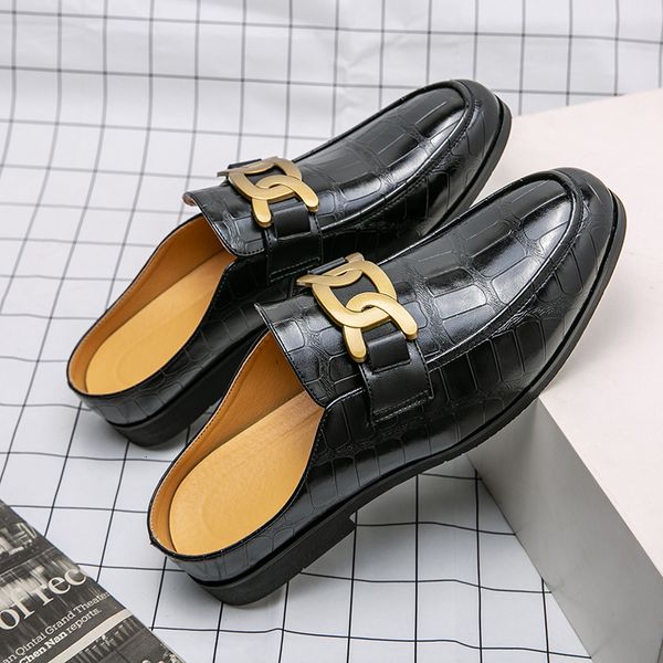 

sandals mens sandals black brown metal decorative handmade mens dress shoes zapatos hombre 230406