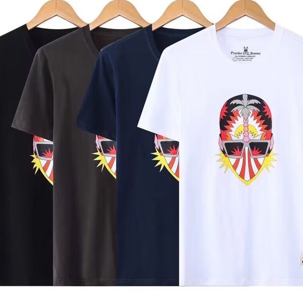 

fashion mens fashion t shirt casual polos psychological rabbit animal print high-quality lovers breathable comfortable round neck top, White;black