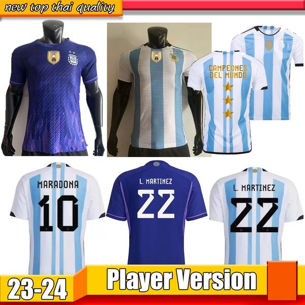 

2023 2024 dybala gomez argentina soccer jerseys 23 24 player version di maria football shirts aguero lautaro de paul maradona montiel maillo, Black;yellow