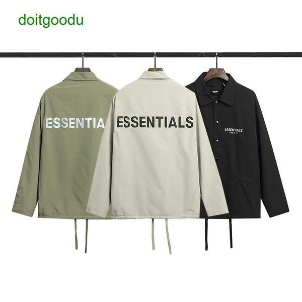 

fear double thread essen fashion brand 3m reflective letter jacket windbreaker fosg couple loose coat, Black;brown
