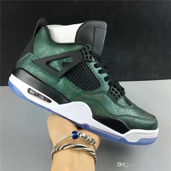 

basketball shoes jumpman 4 laser green black white og sp with original box