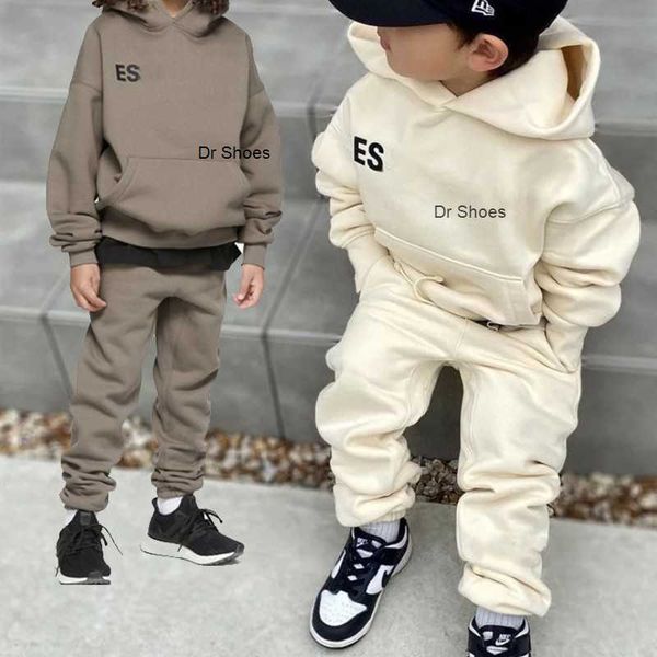 

ess baby hoodies sets kids designer clothes tracksuit childrens clothing fasion boys girls outerwear pants 2 pieces solid printed with sport, White