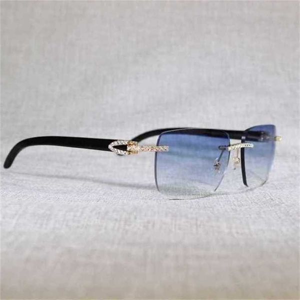 

fashionable luxury outdoor sunglasses vintage rhinestone natural buffalo horn rimless men peacock wood big square glasses women shades oculo, White;black