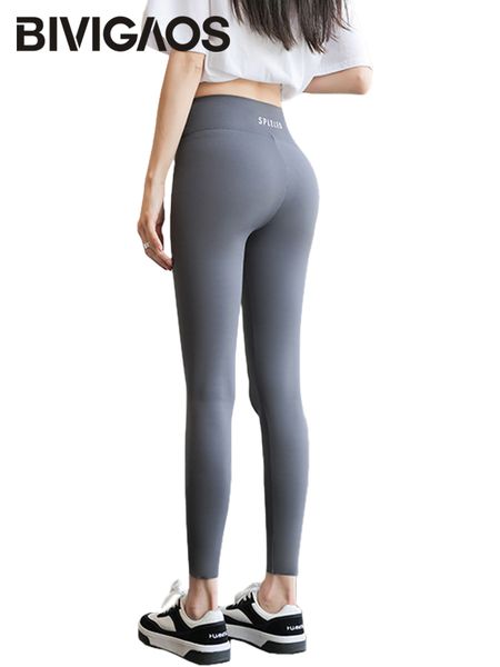 

women's leggings bivigaos back letter printing colorful shark pants women's autumn waist sports fitness legs leisure seedling legs, Black