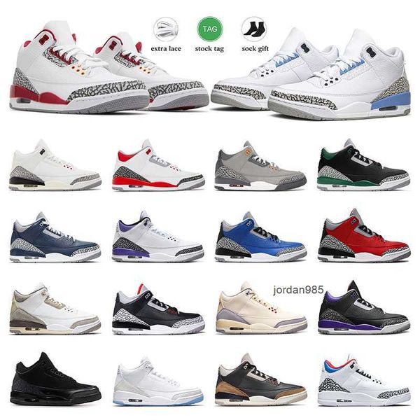 

2023 men basketball shoes 3 3s sports running sneakers unc cardinal red dark iris white cement reimagined cool grey neapolitan dark mocha wo, Black