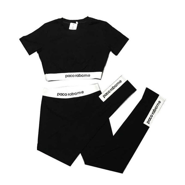 

2020 new summer european fashion women's high waist short sleeve letter print crop t-shirt and leggings sports yoga twinset, Gray