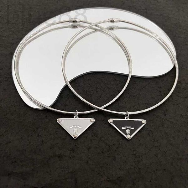 

other designer small and luxury inverted triangle letter pendant necklace, female network red, fashion versatile, advanced sense collar, col, Silver