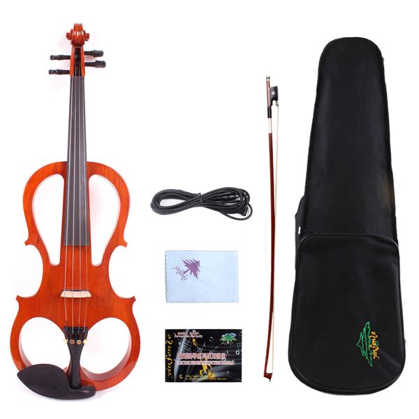 

yinfente electric silent violin 4/4 case nice tone solid wood #ev5