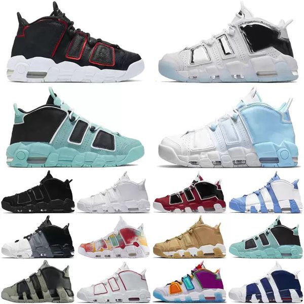 

designer mens women basketball shoes 96 uptempos tri-color pippens total orange white sunset black bulls hoop pack university blue unc train