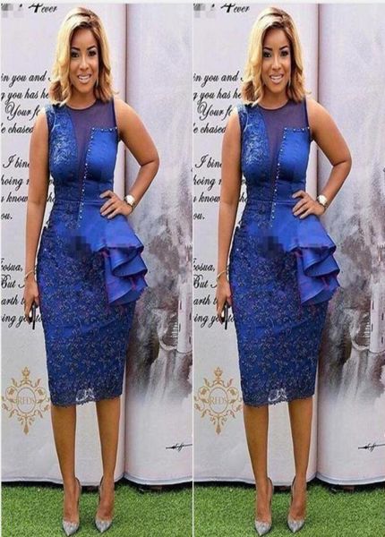 

vintage short royal blue mother of the bride dresses sleeveless jewel neck lace apppliques wedding guest dress plus size prom even5690258, Black;red