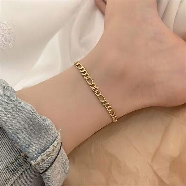 

fashion Designer Anklets Stainless beach anklet vintage jewelry 18k gold plated Transport bead metal Foot ring for Girlfriend Mothers Day Chrismas Holiday gift