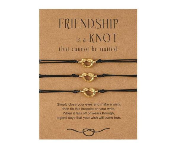 

good friend card bracelet creative stainless steel knot wax thread woven bracelet5355870, Golden;silver