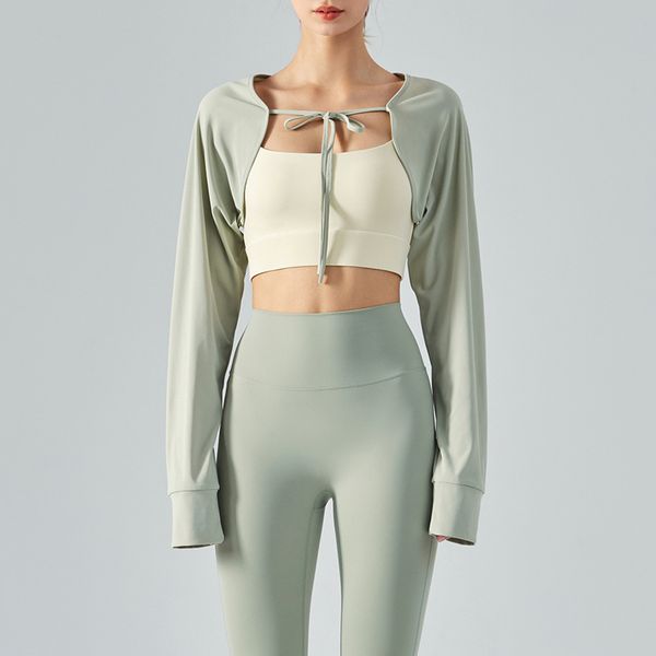 

ll women yoga sport long sleeve cloak blouse shirt sun uv protection hand cover fitness workout fashion tees ds343