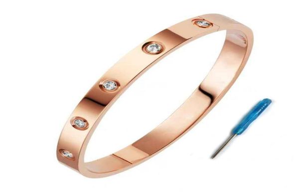 

316l stainless steel bracelet bangle color diamond bracelet with screwdriver and original box screw never lose love gift9588280, Black