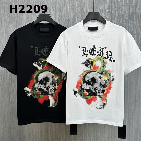 

23ss new t-shirt over size phillip plain summer men's t-shirts fashion designer t shirts for men qp letter embroidery mens women cloth, White;black