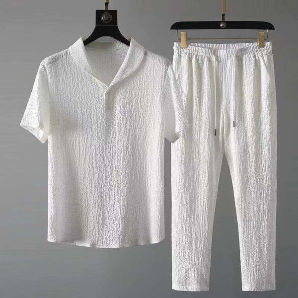 

summer men's casual set t-shirtpants two piece men's sports wear jogging track and field wear fashion sports wear quick drying clo, Gray