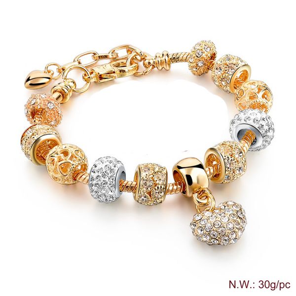 

designer jewelry chain)s burst accessories full of drill love beaded bracelet women's men gold-plated fashion diy hand jewelry, Black