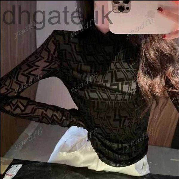 

women's knits & tees designer2022 designer fashion womens t-shirt autumn high-end lace women's leggings long sleeve round collar l, White