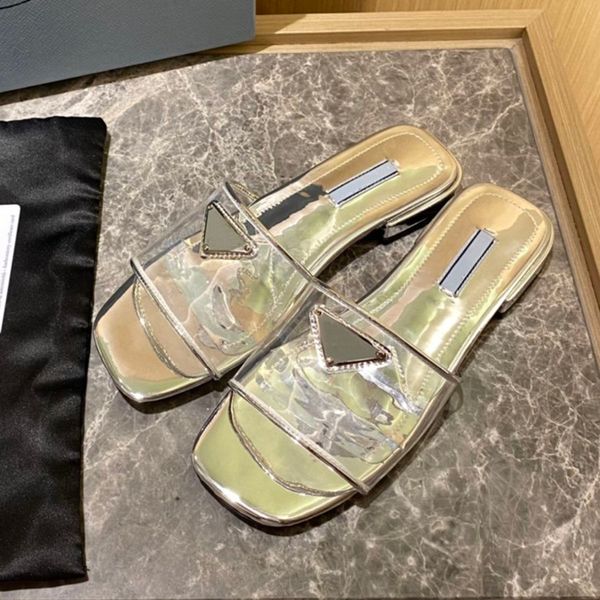 

ciabatte hyaline clear pvc logo slippers slides sandals heeled flat heels open-toe shoes women's luxury designers leather outsole casua, Black