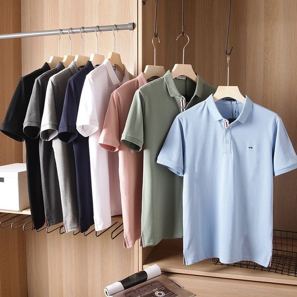 

cotton mens polo shirts new designer summer with short sleeve turn down collar casual lapel t-shirt fashions male tee, White;black
